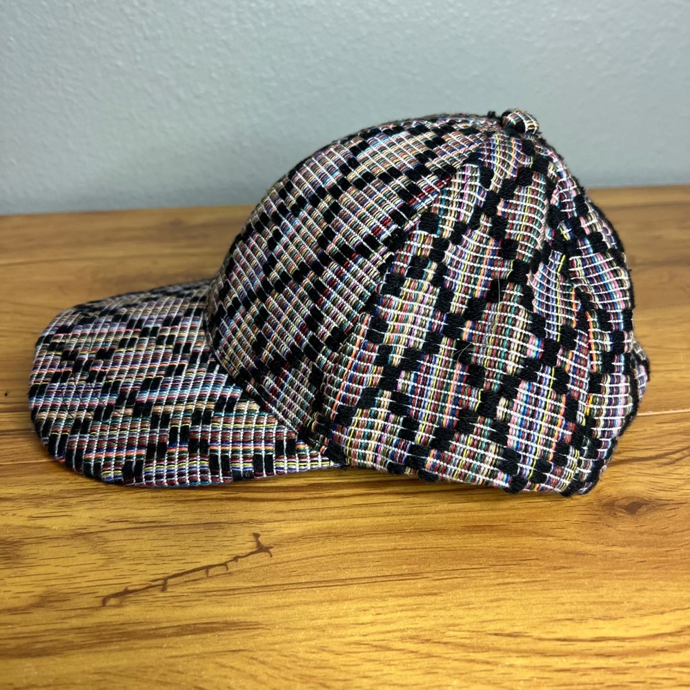 BCBGeneration Baseball Cap Multicolor Woven Tweed Geometric Hat Strapback - Picture 2 of 6